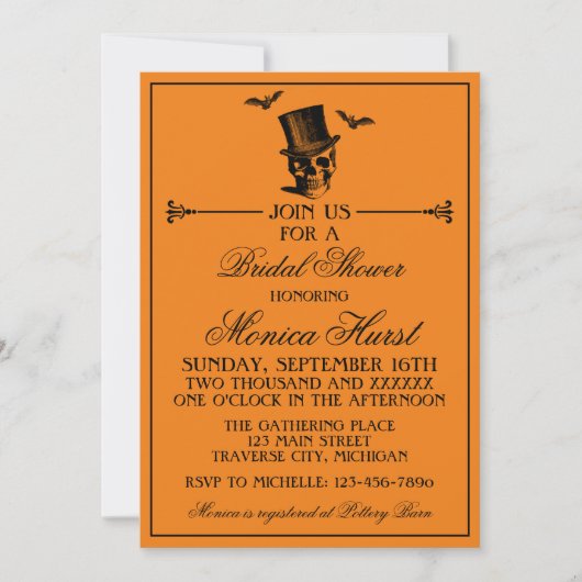 Wicked Halloween Sinaasappel Zwart Gotisch Vrijgez Kaart (Voorkant)