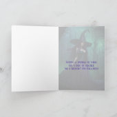 Wicked Halloween Witch in Paarse en zwarte gevouwe Kaart (Binnen)