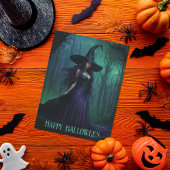 Wicked Halloween Witch in Paarse en zwarte kleuren Briefkaart