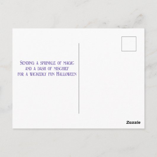 Wicked Halloween Witch in Paarse en zwarte kleuren Briefkaart (Achterkant)