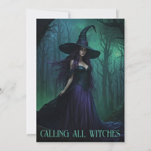 Wicked Halloween Witch in Paarse en zwarte kleuren Kaart (Voorkant)