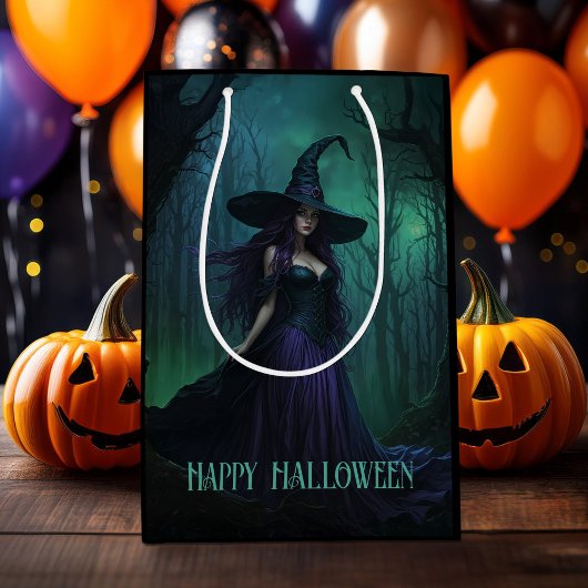 Wicked Halloween Witch in Paarse en zwarte kleuren Medium Cadeauzakje