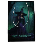 Wicked Halloween Witch in Paarse en zwarte kleuren Medium Cadeauzakje (Voorkant)