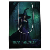 Wicked Halloween Witch in Paarse en zwarte kleuren Medium Cadeauzakje (Achterkant)