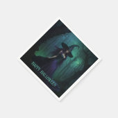 Wicked Halloween Witch in Paarse en zwarte kleuren Servet (Hoek)