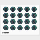 Wicked Halloween Witch in Paarse en zwarte naam Ronde Sticker (Vel)