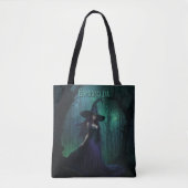 Wicked Halloween Witch in Paarse en zwarte naam Tote Bag (Voorkant)
