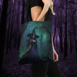 Wicked Halloween Witch in Paarse en zwarte naam Tote Bag