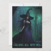 Wicked Halloween Witch in Paarse en zwarte partij Kaart (Voorkant)