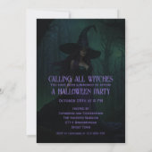 Wicked Halloween Witch in Paarse en zwarte partij Kaart (Achterkant)