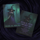 Wicked Halloween Witch in Paarse en zwarte partij Kaart