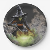 Wicked Halloween Witch roeren kokende ketel Papieren Bordje (Voorkant)