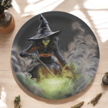 Wicked Halloween Witch roeren kokende ketel