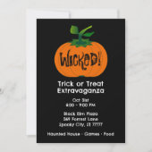 Wicked Happy Halloween Zwart Sinaasappel Pompoen Kaart (Voorkant)