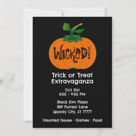 Wicked Happy Halloween Zwart Sinaasappel Pompoen Kaart