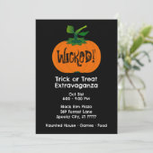 Wicked Happy Halloween Zwart Sinaasappel Pompoen Kaart (Staand voorkant)