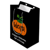 Wicked Happy Halloween Zwart Sinaasappel Pompoen Medium Cadeauzakje (Voorkant Gekanteld)