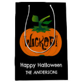 Wicked Happy Halloween Zwart Sinaasappel Pompoen Medium Cadeauzakje (Voorkant)