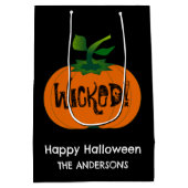 Wicked Happy Halloween Zwart Sinaasappel Pompoen Medium Cadeauzakje (Achterkant)