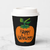 Wicked Happy Halloween Zwart Sinaasappel Pompoen Papieren Bekers (Achterkant)