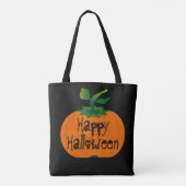 Wicked Happy Halloween Zwart Sinaasappel Pompoen Tote Bag (Achterkant)