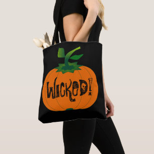 Wicked Happy Halloween Zwart Sinaasappel Pompoen Tote Bag