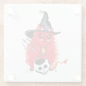 Wicked Kat Devil Cat Trick or treat Glazen Onderzetter (Achterkant)