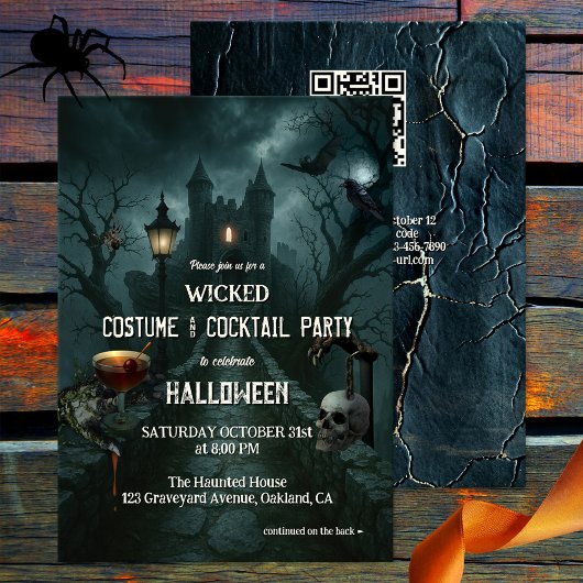 Wicked kostuum en cocktail Halloween Party Kaart