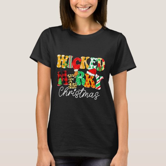 Wicked Merry Christmas Pattern Mix Humor T-shirt (Voorkant)