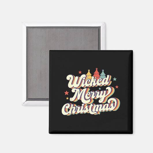 Wicked Merry Christmas Retro Groovy New England Xm Magneet (Voorkant / Achterkant)