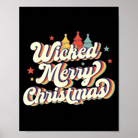 Wicked Merry Christmas Retro Groovy New England Xm Poster (Voorkant)