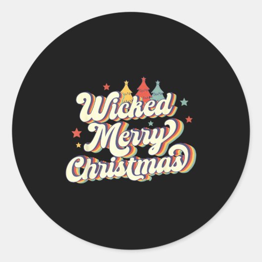 Wicked Merry Christmas Retro Groovy New England Xm Ronde Sticker (Voorkant)