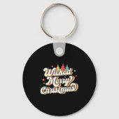 Wicked Merry Christmas Retro Groovy New England Xm Sleutelhanger (Voorkant)