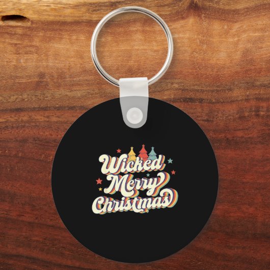 Wicked Merry Christmas Retro Groovy New England Xm Sleutelhanger (Voorkant)