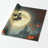 Wicked Mystical Witch Flying Over Full Moon 🌕 Cadeaupapier (Uitgerold)