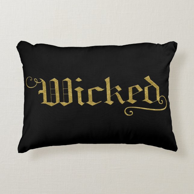 WICKED Nepgoud Uitzien Halloween Festief Accent Kussen (Voorkant)