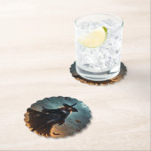 Wicked Night: Enge Halloween-heks en haar vleermui Kartonnen Onderzetters (Insitu)