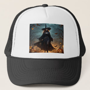 Wicked Night: Enge Halloween-heks en haar vleermui Trucker Pet