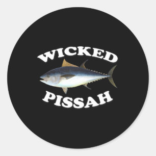 Wicked Pissah Blauwvintonijn Illustratie Vist een Ronde Sticker