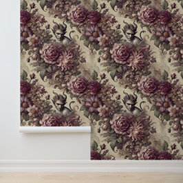 Wicked Plum Petals – Gothic Floral Design Behang