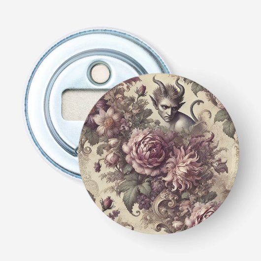 Wicked Plum Petals – Gothic Floral Design Button Flesopener (Voorkant)