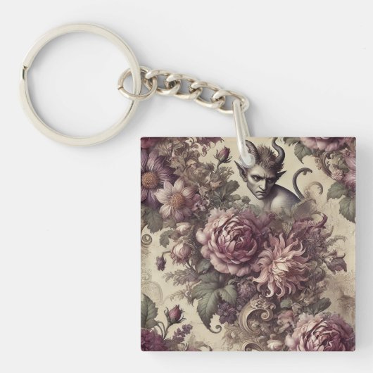 Wicked Plum Petals – Gothic Floral Design Sleutelhanger (Voorkant)