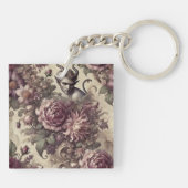 Wicked Plum Petals – Gothic Floral Design Sleutelhanger (Achterkant)