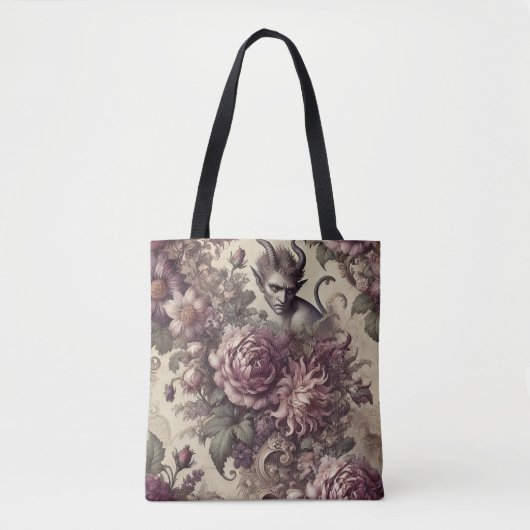 Wicked Plum Petals – Gothic Floral Design Tote Bag (Voorkant)