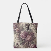 Wicked Plum Petals – Gothic Floral Design Tote Bag (Achterkant)