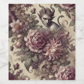 Wicked Plum Petals – Gothic Floral Design Wijn Etiket (Enkel label)