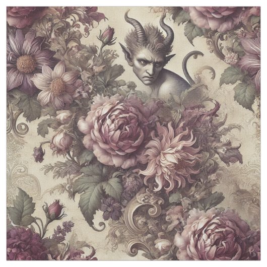 Wicked Plum Petals - Gothic Statement Tegel Stof (Swatch)