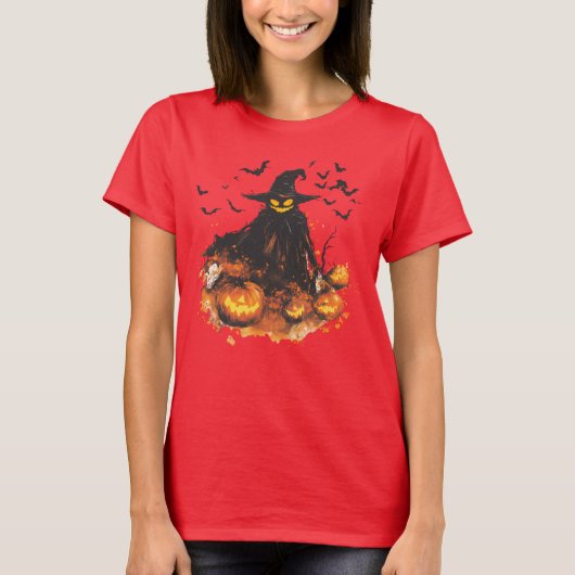 Wicked Pumpkin Reaper Halloween T-Shirt – Spooky (Voorkant)