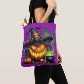 Wicked Pumpkin Witch Cauldron Tote Bag (Dichtbij)