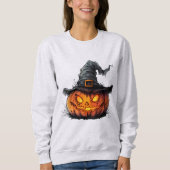Wicked Pumpkin Witch Hat Halloween T-Shirt (Voorkant)